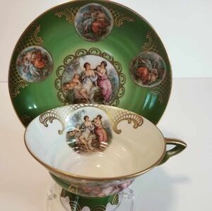 Bavaria Germany Mitterteich Claw Footed Cup & Saucer Bone China Women & Child